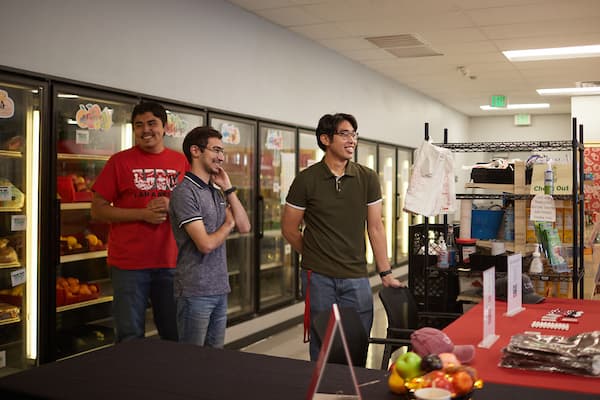 Students volunteering at the food pantry